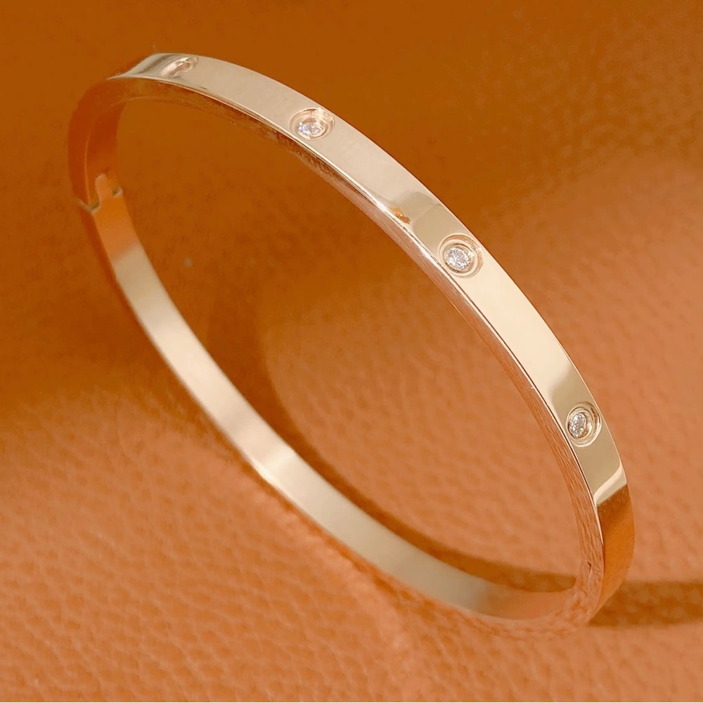 🌸 Bracelet Bangle Stainless Steel/Cubic Zirconia - Picture 3 of 9